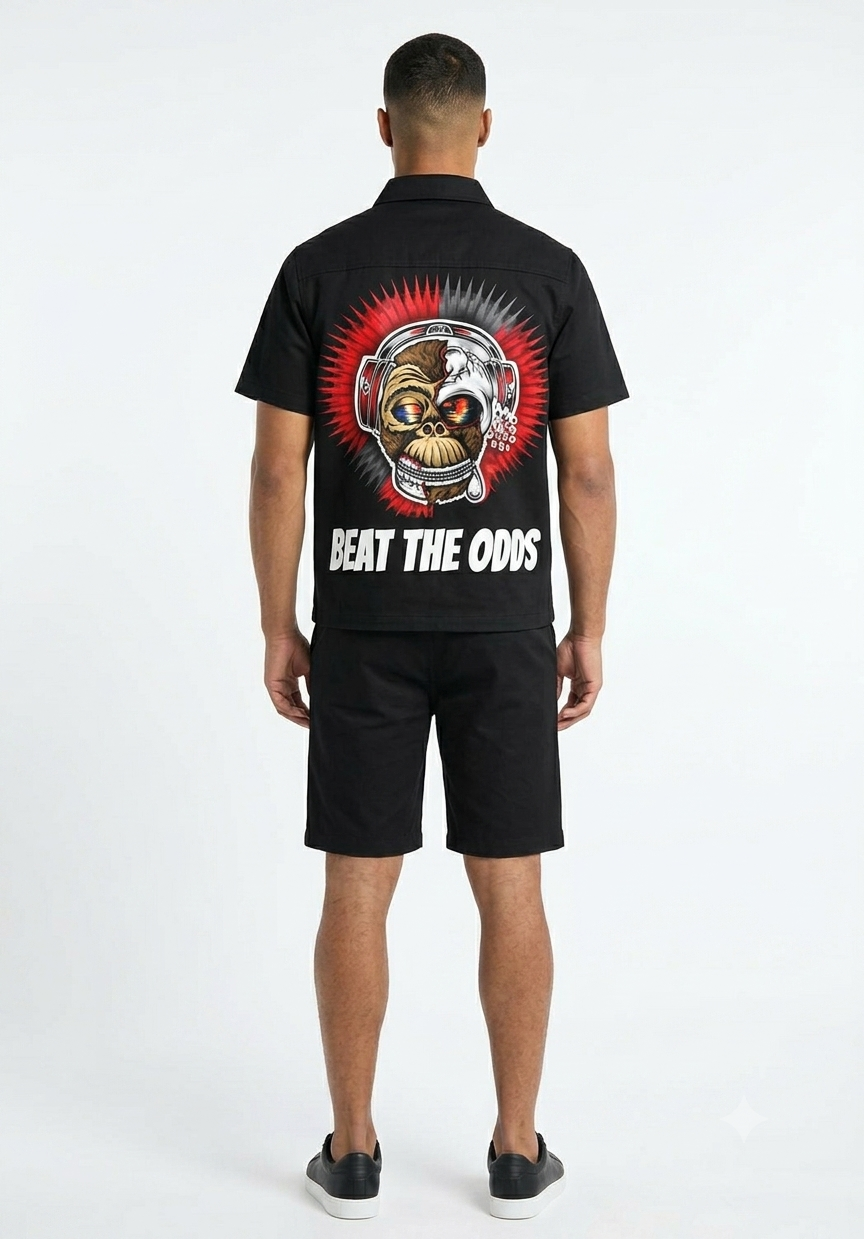 Men's Graphic Shirt & Shorts Set – Black