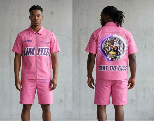 Men's Graphic Shirt & Shorts Set – Pink