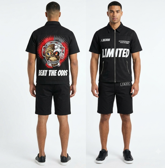 Men's Graphic Shirt & Shorts Set – Black
