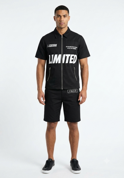 Men's Graphic Shirt & Shorts Set – Black