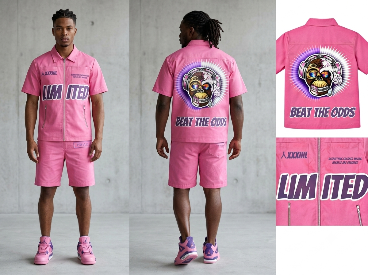 Men's Graphic Shirt & Shorts Set – Pink