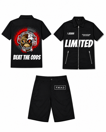 Men's Graphic Shirt & Shorts Set – Black