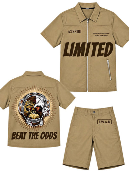 Men's Graphic Shirt & Shorts Set – Khaki