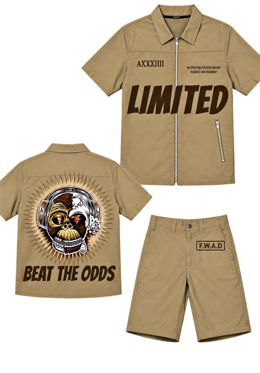 Men's Graphic Shirt & Shorts Set – Khaki