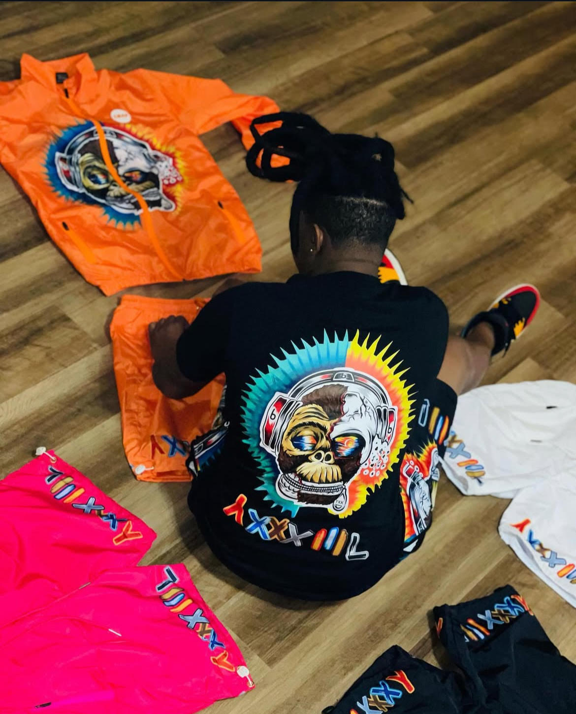 Graphic Design Windbreaker Short Set